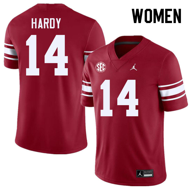 Women #14 Jaydan Hardy Oklahoma Sooners 2024 SEC Conference College Football Jerseys-Throwback